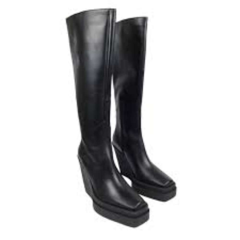 GIA BORGHINI Square-Toe Zipped Platform Boots